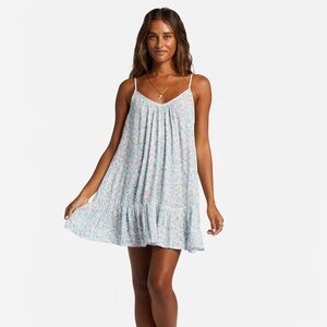 Billabong- Beach Vibes- dress, Floral Spaghetti Strap surf cover up mini